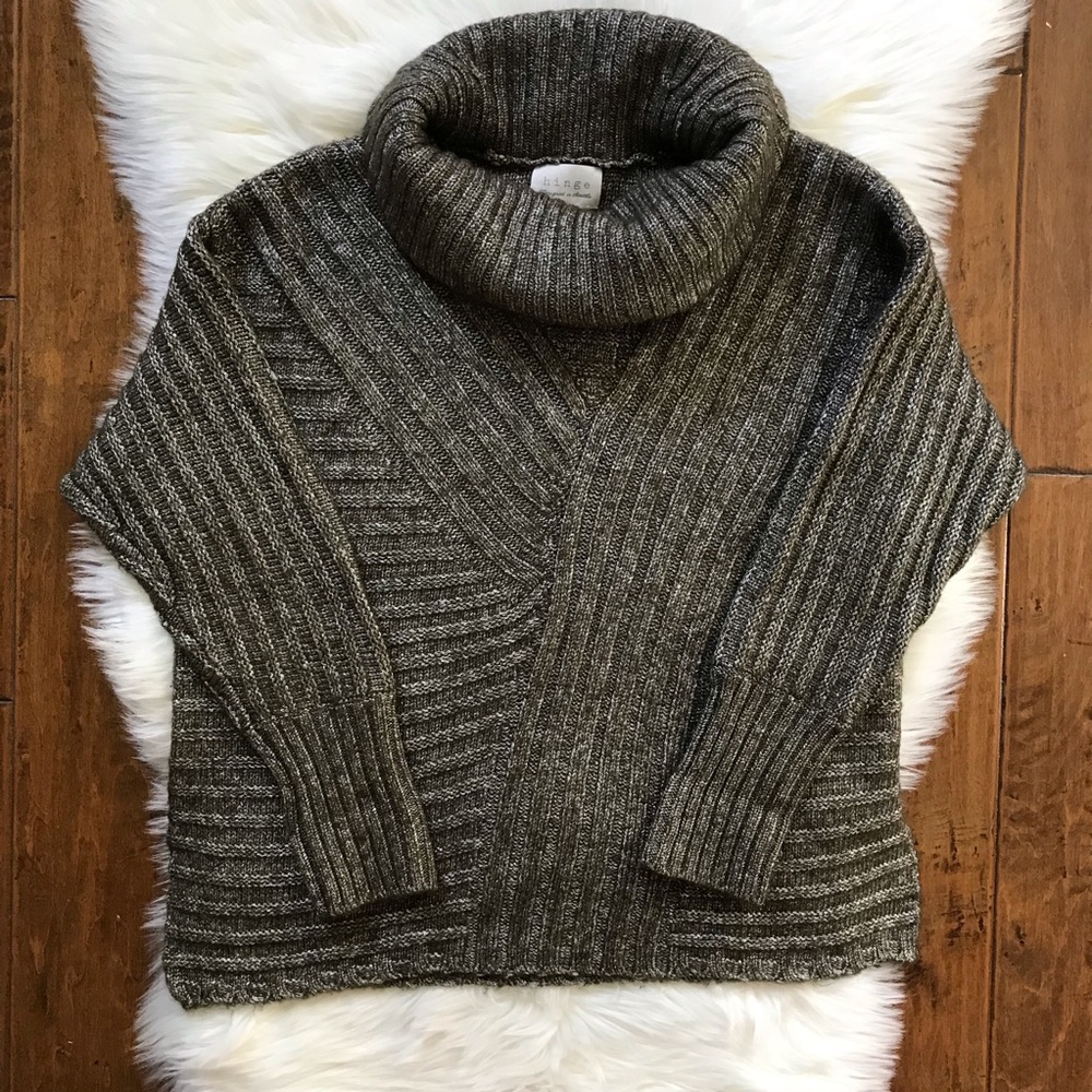 Hinge Green Knit Ribbed Woolblend Sweater